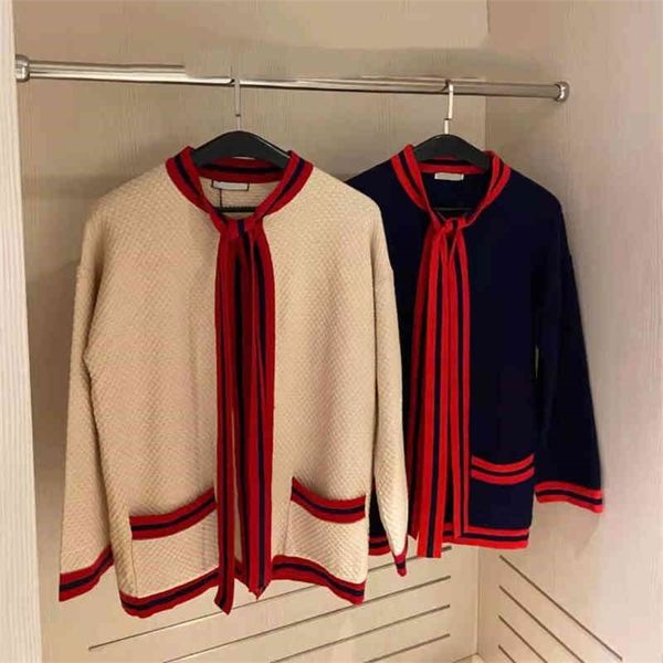 2022 new special offer high version autumn bow tie pockets simple color contrast youth leisure thin women's sweater, White
2022 new special offer high version autumn bow tie pockets simple color contrast youth leisure thin women's sweater, White