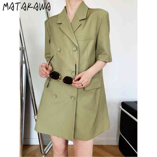 shortsleeved woman dress summer elegant vestidos doublebreasted suit robe female french above knee mini dresses 210506, Black;gray
shortsleeved woman dress summer elegant vestidos doublebreasted suit robe female french above knee mini dresses 210506, Black;gray