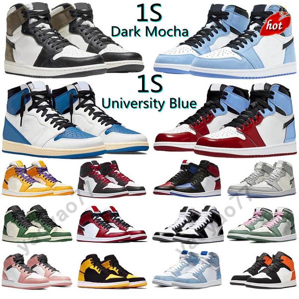 2022 university blue 1 og basketball shoes jumpman 1s high dark mocha unc light smoke grey hyper chicago patent bred royal toe men women, Black
2022 university blue 1 og basketball shoes jumpman 1s high dark mocha unc light smoke grey hyper chicago patent bred royal toe men women, Black
