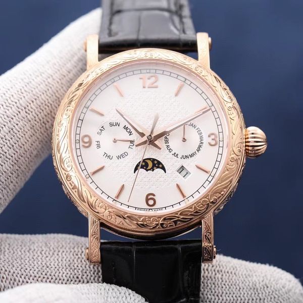 41mm movement watches mens watch leather strap imported mechanical movement 9100 waterproof 50m, Slivery;brown
41mm movement watches mens watch leather strap imported mechanical movement 9100 waterproof 50m, Slivery;brown