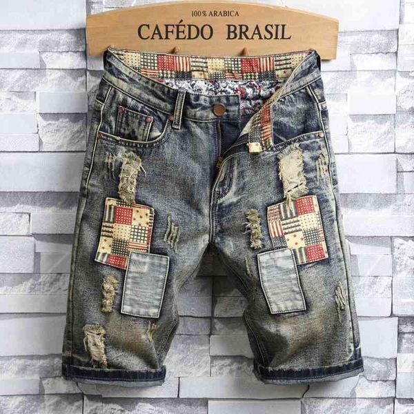 men's jeans fashion personality high street characteristic denim shorts men's perforated patch beggars pants jeans 2l2h, Blue
men's jeans fashion personality high street characteristic denim shorts men's perforated patch beggars pants jeans 2l2h, Blue