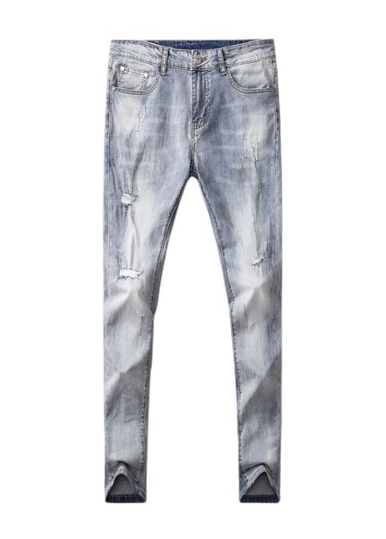 designer jeans men's denim embroidery pants fashion hole pants us size 28-38 hip hop old zipper pant s for men and women z16, Blue