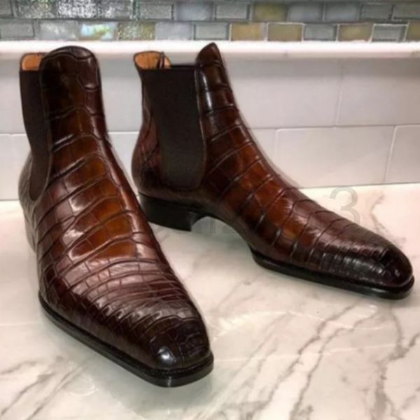 boots designer men's boot classic men's business suit chelsea ankle pu leather embossed pattern brown low heel, Black
boots designer men's boot classic men's business suit chelsea ankle pu leather embossed pattern brown low heel, Black