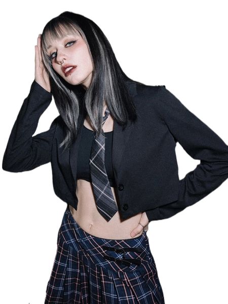 romwe punk rock solid crop blazer o776#, White
romwe punk rock solid crop blazer o776#, White