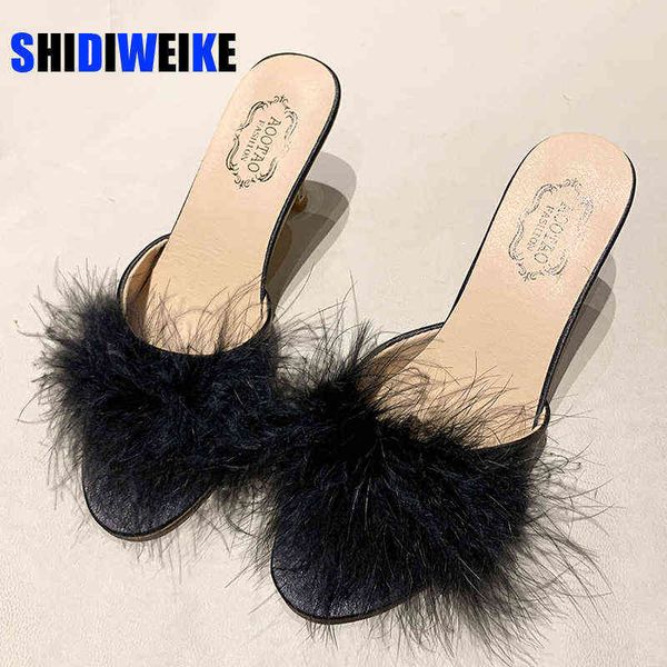 slippers women summer new fashion hairy stiletto sandals word drag open toe wear high heel 220427, Black
slippers women summer new fashion hairy stiletto sandals word drag open toe wear high heel 220427, Black