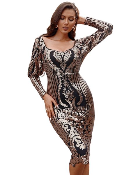 missord sweetheart neck sequins bodycon dress i8jm#, Black;gray