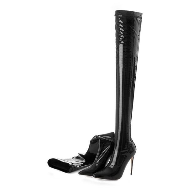 over the knee boots women 2022 patent leather thin high heel long boot winter fabric stretch booties shoes big size 35-43, Black
over the knee boots women 2022 patent leather thin high heel long boot winter fabric stretch booties shoes big size 35-43, Black