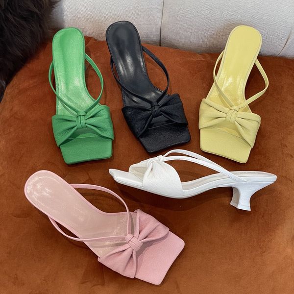 fairy style slippers women shoes summer outer wear middle heel square bow all-match design with box, Black
fairy style slippers women shoes summer outer wear middle heel square bow all-match design with box, Black