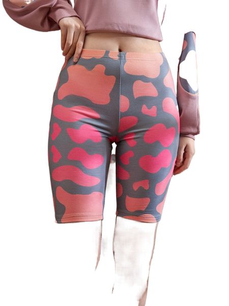 x lydia jiang cow print biker shorts j47l#, White;black 
x lydia jiang cow print biker shorts j47l#, White;black