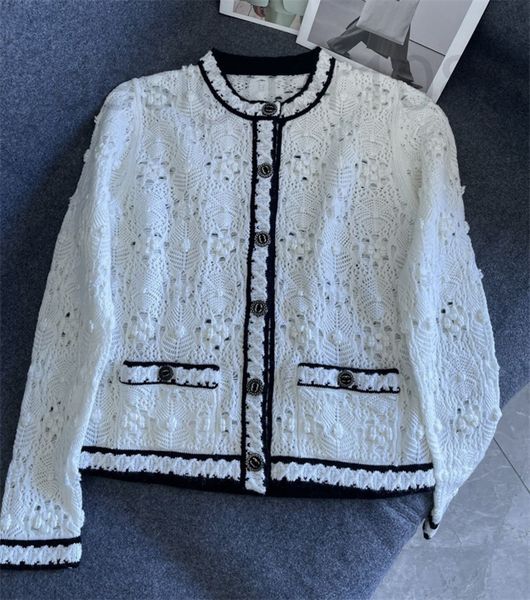 women's sweaters designer 22 spring style small fragrance coat lazy wind hollowed out hook flower round neck wool cardigan celebrity fa, White;black
women's sweaters designer 22 spring style small fragrance coat lazy wind hollowed out hook flower round neck wool cardigan celebrity fa, White;black