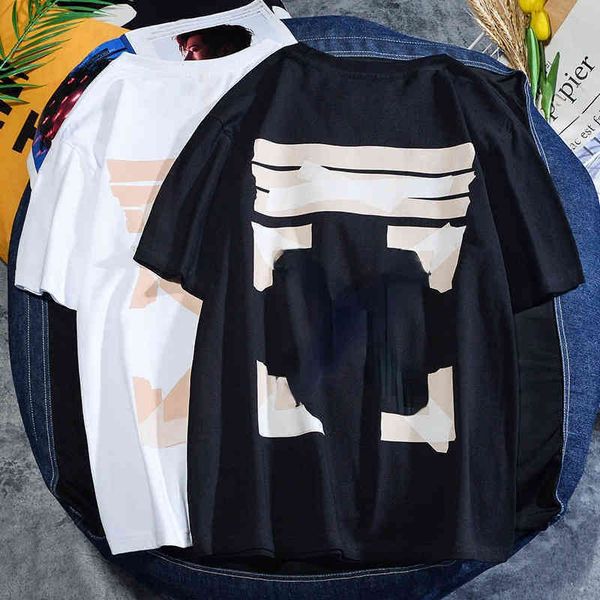 white couple t-shirt chaopai high street summer round neck combed cotton short sleeve clothes, White;black
white couple t-shirt chaopai high street summer round neck combed cotton short sleeve clothes, White;black