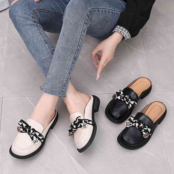 slippers summer cowhide women's baotou semi slippers flat bottomed large female bow tie, one foot pedal, versatile lefu 51ch, Black
slippers summer cowhide women's baotou semi slippers flat bottomed large female bow tie, one foot pedal, versatile lefu 51ch, Black