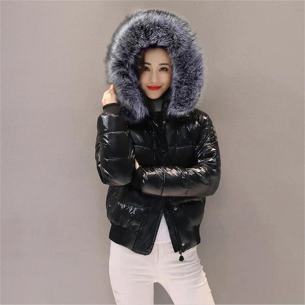 fashion winter womens jacket waterproof glossy coat down s big fur hooded short parkas women outwear 201210, Black
fashion winter womens jacket waterproof glossy coat down s big fur hooded short parkas women outwear 201210, Black