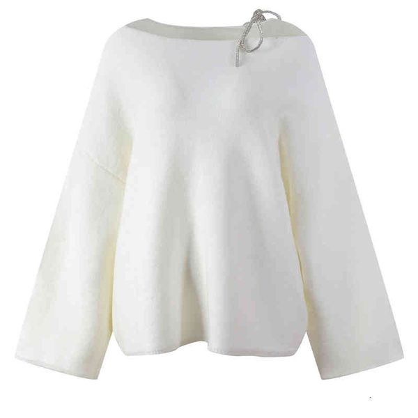 women's knits tees autumn and winter bow line neckline exposed one shoulder sweater women's gentle 14h9, White
women's knits tees autumn and winter bow line neckline exposed one shoulder sweater women's gentle 14h9, White