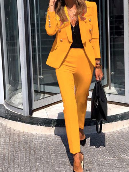 women's two piece pants autumn and winter women's wear european and american small suit solid color leisure twopiece suit women su, White
women's two piece pants autumn and winter women's wear european and american small suit solid color leisure twopiece suit women su, White