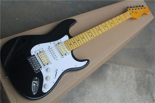 factory black electric guitar with white pickguard and hsh pickups,maple fretboard,can be customized according to requirements
factory black electric guitar with white pickguard and hsh pickups,maple fretboard,can be customized according to requirements