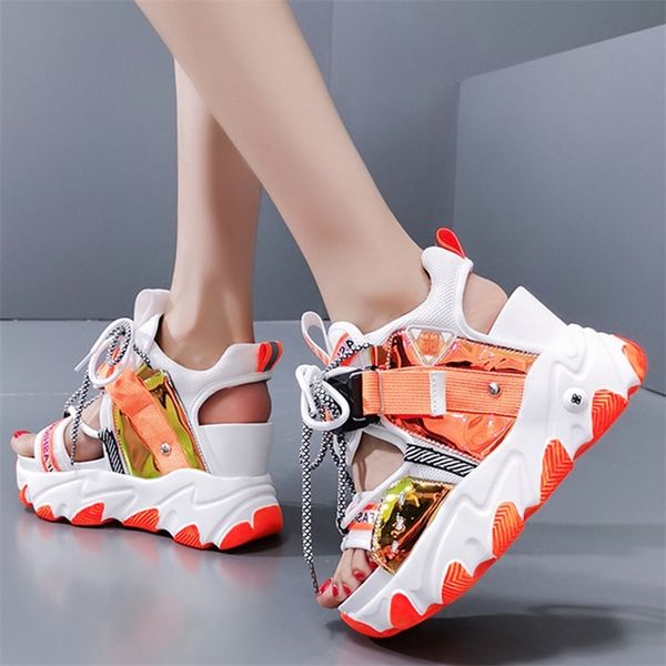 wedge sandals female mixed color summer sandals shoes lace mesh punk platform sneakers sandals women leisure shoes woman 220623, Black
wedge sandals female mixed color summer sandals shoes lace mesh punk platform sneakers sandals women leisure shoes woman 220623, Black