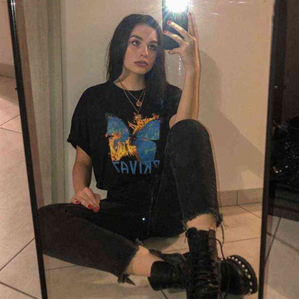 women's american street retro butterfly flame t-shirt letters cartoon pr t220823, White
women's american street retro butterfly flame t-shirt letters cartoon pr t220823, White
