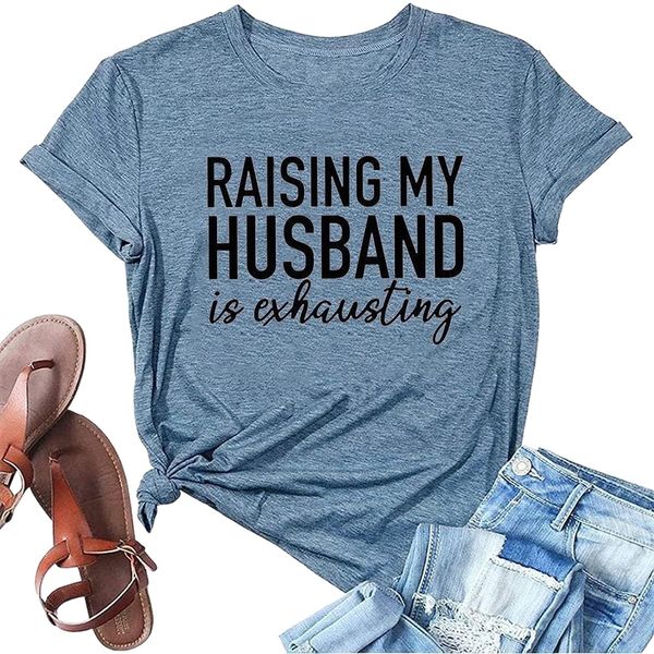 raising my husband is exhausting t shirts wife funny saying novelty athletic shirt letter graphic tee n3ts#, White
raising my husband is exhausting t shirts wife funny saying novelty athletic shirt letter graphic tee n3ts#, White