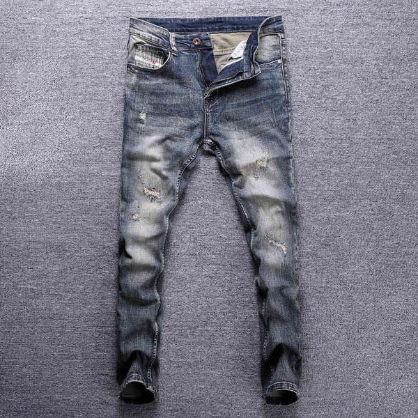 men's jeans italian fashion trend men's jeans nostalgic washed holes slim skinny men n0o9, Blue
men's jeans italian fashion trend men's jeans nostalgic washed holes slim skinny men n0o9, Blue