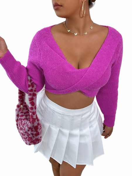 plus crossover crop sweater o4wb#, Black
plus crossover crop sweater o4wb#, Black