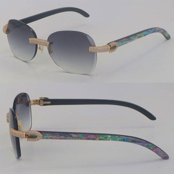 new micro-paved luxury diamond set rimless metal sunglasses original pearl shell inside black buffalo horn frame 18k gold male female glasse, White;black
new micro-paved luxury diamond set rimless metal sunglasses original pearl shell inside black buffalo horn frame 18k gold male female glasse, White;black