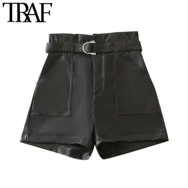 women chic fashion with belt faux leather shorts vitnage high waist zipper fly pockets female short pants mujer 210507, White;black
women chic fashion with belt faux leather shorts vitnage high waist zipper fly pockets female short pants mujer 210507, White;black
