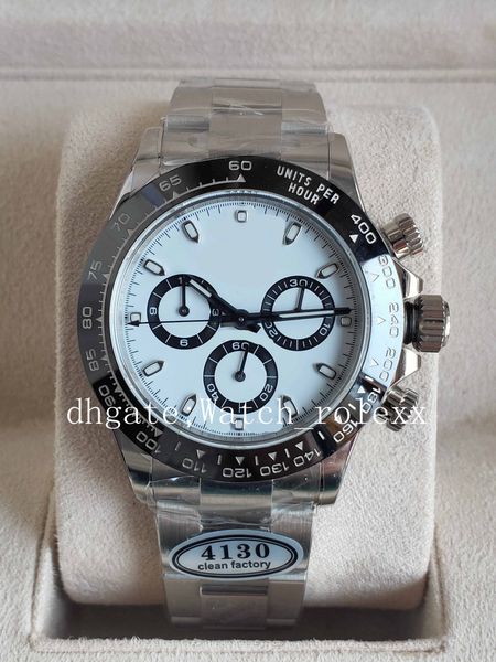 4 styles men's clean factory 40mm wristwatches 904l white black ceramic dial quality cal.4130 movement automatic chronograph men diver, Slivery;brown
4 styles men's clean factory 40mm wristwatches 904l white black ceramic dial quality cal.4130 movement automatic chronograph men diver, Slivery;brown