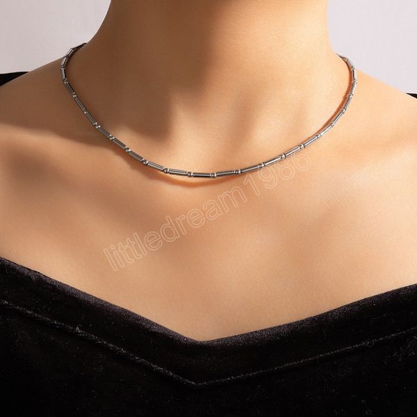men's and women's choker necklaces bamboo beaded single-layer necklaces geometric beads simple collarbone chain, Golden;silver
men's and women's choker necklaces bamboo beaded single-layer necklaces geometric beads simple collarbone chain, Golden;silver
