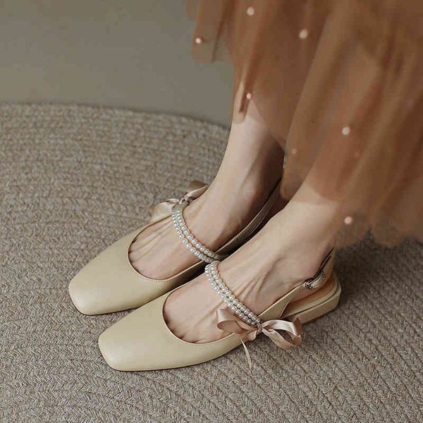 sandals leather baotou sandals women's thick heels spring and summer middle heel pearl bow beige back empty cow leather single shoes r0, Black
sandals leather baotou sandals women's thick heels spring and summer middle heel pearl bow beige back empty cow leather single shoes r0, Black