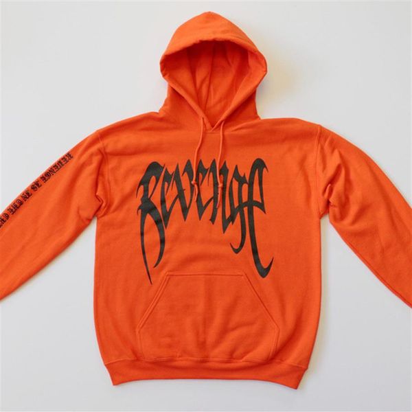 fashion cool fashion revenge hand letter print long sleeve orange black mens hoodies sweatshirts long sleeve pullover 2723