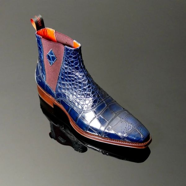 high-men chelsea boots leather splice snake skin crack pointed toe vintage casual shoes comfortable ankle boots, Black
high-men chelsea boots leather splice snake skin crack pointed toe vintage casual shoes comfortable ankle boots, Black