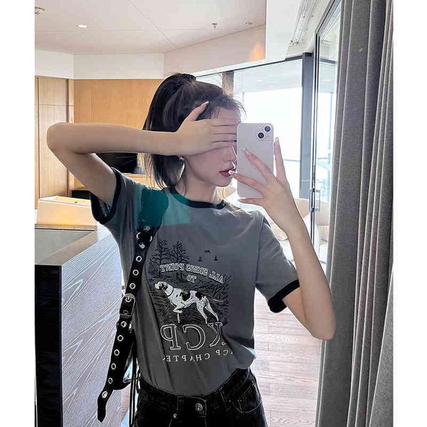 women's t-shirt american dog print short sleeve women's summer contrast round neck front shoulder thin t-shir 3ipe, White
women's t-shirt american dog print short sleeve women's summer contrast round neck front shoulder thin t-shir 3ipe, White