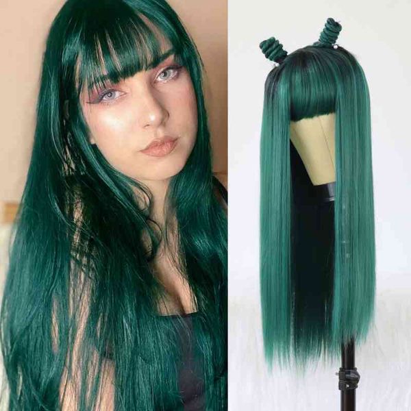sallywell green wigs with pony straight wig for women synthetic fiber hair dark rooted ombre green long seamls machine, Golden;white
sallywell green wigs with pony straight wig for women synthetic fiber hair dark rooted ombre green long seamls machine, Golden;white