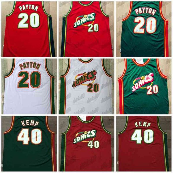 

mens 20 gary payton 40 shawn kemp college basketball jersey embroidery retro university wears stitched jersey s-2xl quality, Black