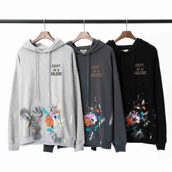 trend hooded galleryes designer hoodies heavy hand-painted splash graffiti sweater drawstring headband high street loose men's and wome, Black
trend hooded galleryes designer hoodies heavy hand-painted splash graffiti sweater drawstring headband high street loose men's and wome, Black