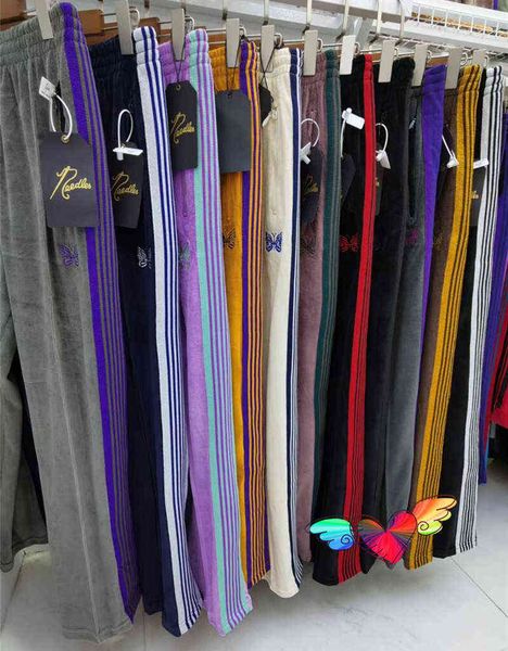 2021 needle pants men women butterfly embroidery awge needle track jogging pants rocky hip hop pants t220721, Black
2021 needle pants men women butterfly embroidery awge needle track jogging pants rocky hip hop pants t220721, Black