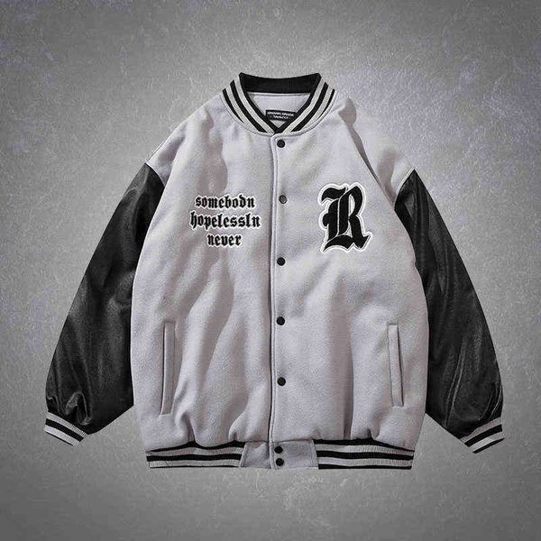retro pu patchwork men's baseball jacket spring autumn casual loose letter printing college style couple jackets streetwear t220728, Black;brown
retro pu patchwork men's baseball jacket spring autumn casual loose letter printing college style couple jackets streetwear t220728, Black;brown