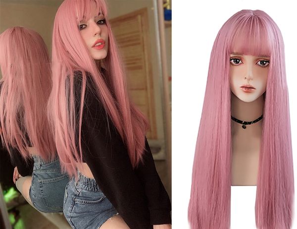 beautiful long straigh with bangs wig hight temperature women's daily life cosplay wigs(pink blue and black )
beautiful long straigh with bangs wig hight temperature women's daily life cosplay wigs(pink blue and black )