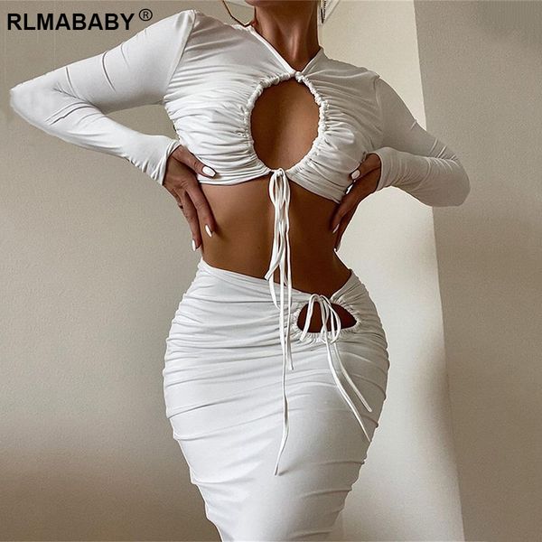 hollow out package hip lace up bodycon 2 piece set women long sleeve crop high waist midi skirts matching outfits set, Black;gray
hollow out package hip lace up bodycon 2 piece set women long sleeve crop high waist midi skirts matching outfits set, Black;gray