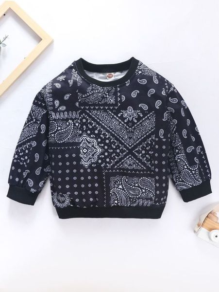 toddler boys paisley print sweatshirt she, Black 
toddler boys paisley print sweatshirt she, Black