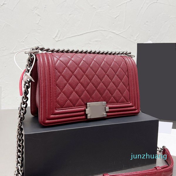 2023 women 25cm classic medium flap boy bags caviar leather calfskin silver metal hardware chain strap cross body shoulder handbag d
2023 women 25cm classic medium flap boy bags caviar leather calfskin silver metal hardware chain strap cross body shoulder handbag d