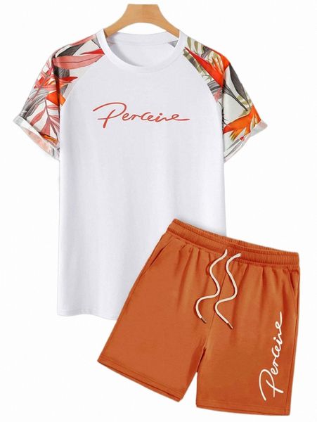 men random tropical & letter graphic raglan sleeve tee & drawstring waist shorts p0hy#, Gray
men random tropical & letter graphic raglan sleeve tee & drawstring waist shorts p0hy#, Gray