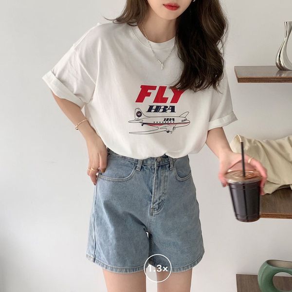 simple letter printed vintage fresh loose plane pattern short sleeve summer spring women tshirts 210426, White
simple letter printed vintage fresh loose plane pattern short sleeve summer spring women tshirts 210426, White
