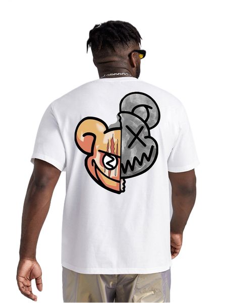 extended sizes men cartoon graphic tee 85kc#, White;black