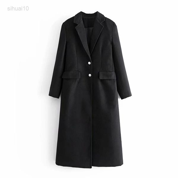 new autumn winter black wool coat women clothing fashion women coat loose long overcoat female casual wool coat l220725
new autumn winter black wool coat women clothing fashion women coat loose long overcoat female casual wool coat l220725