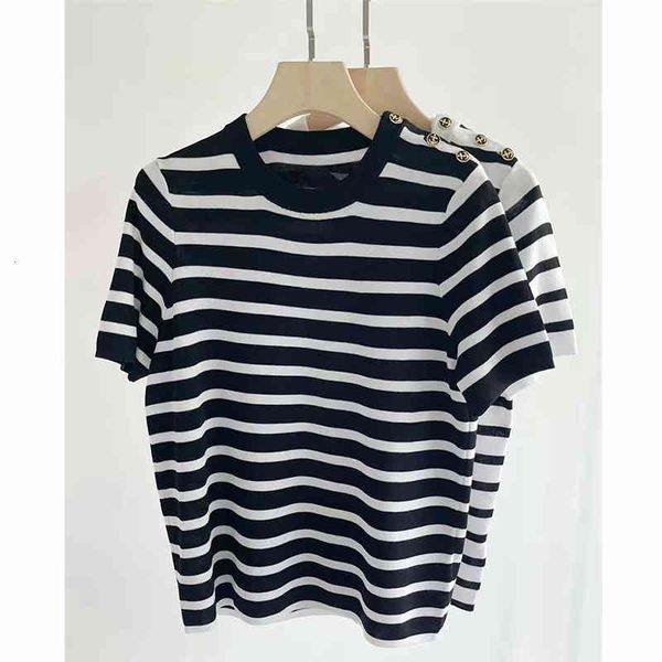 women's knits tees summer classic versatile navy style striped tencel blended pullover short sleeve round neck sweater, White
women's knits tees summer classic versatile navy style striped tencel blended pullover short sleeve round neck sweater, White