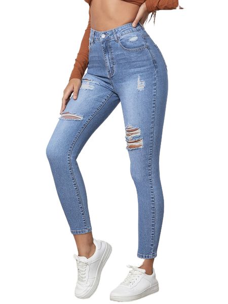 high waisted ripped zip up skinny jeans w9kv#, Blue