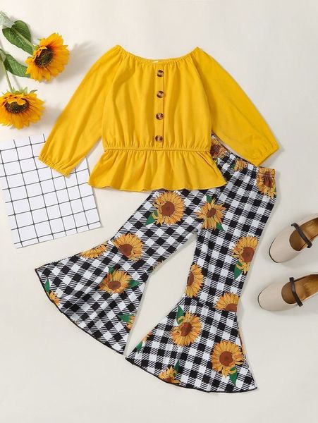 toddler girls single breasted peplum & gingham floral print flare leg pants she, White
toddler girls single breasted peplum & gingham floral print flare leg pants she, White