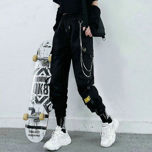 cargo high waist loose streetwear s baggy tactical trouser hip hop black chain joggers pant 220621, Black;white
cargo high waist loose streetwear s baggy tactical trouser hip hop black chain joggers pant 220621, Black;white